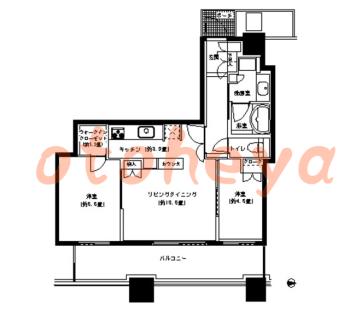 楽器可の賃貸物件 2 LDK 27.9万円の図面１