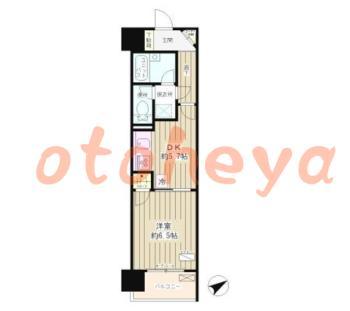 楽器可の賃貸物件 1 DK 10.1万円の図面１