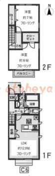 防音室のある楽器可 賃貸物件 2 LDK 9.6万円の図面１
