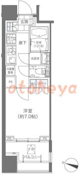 楽器可の賃貸物件 1 K 11.6万円の図面１