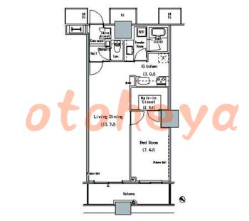 楽器可の賃貸物件 1 LDK 22.3万円の図面１