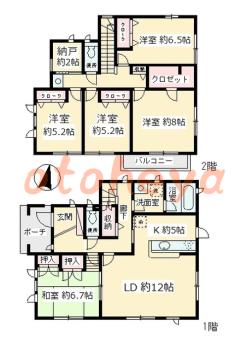 楽器可の賃貸物件 5 LDK 26万円の図面１