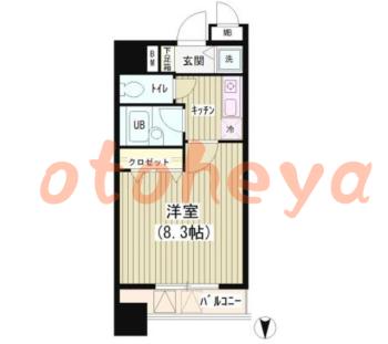 楽器可の賃貸物件 1 K 10.8万円の図面１