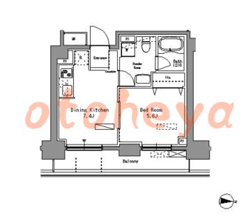 楽器可の賃貸物件 1 DK 15.7万円の図面１