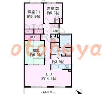 楽器可の賃貸物件 3 LDK 18.9万円の図面１