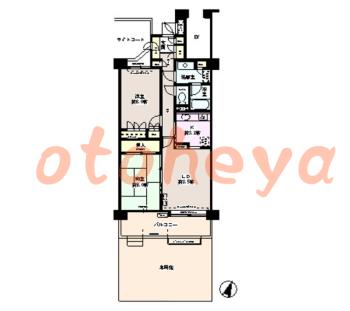 楽器可の賃貸物件 2 LDK 10.5万円の図面１