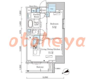 楽器可の賃貸物件 1 LDK 19万円の図面１