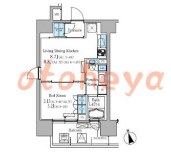 楽器可の賃貸物件 1 LDK 16.8万円の図面１