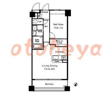 楽器可の賃貸物件 1 LDK 14.4万円の図面１