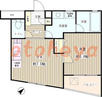 防音室のある楽器可 賃貸物件 1 DK 7.9万円の図面１