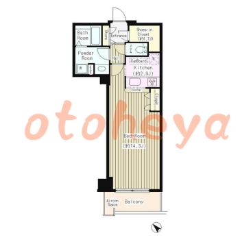 楽器可の賃貸物件 1 K 18.3万円の図面１