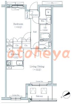 楽器可の賃貸物件 1 LDK 20万円の図面１