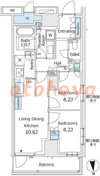 防音室のある楽器可 賃貸物件 2 LDK 22.5万円の図面１