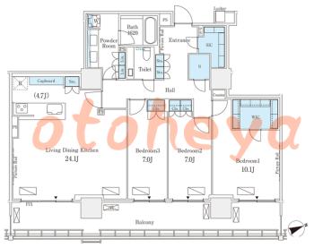 楽器可の賃貸物件 3 LDK 87万円の図面１