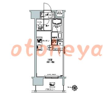 楽器可の賃貸物件 1 K 9.2万円の図面１