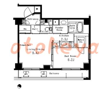 楽器可の賃貸物件 1 LDK 31万円の図面１