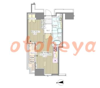 楽器可の賃貸物件 1 LDK 21.7万円の図面１