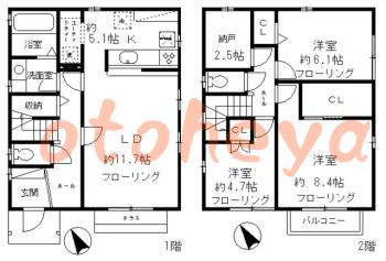 防音室のある楽器可 賃貸物件 3 SLDK 29.5万円の図面１