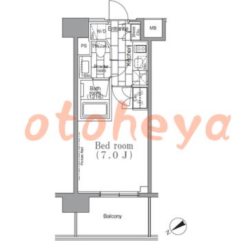 防音室のある楽器可 賃貸物件 1 K 11万円の図面１