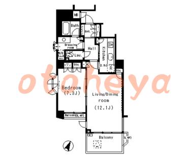 グランドピアノ可の賃貸物件 1 LDK 27.1万円の図面１