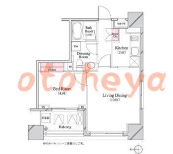 防音室のある楽器可 賃貸物件 1 LDK 20万円の図面１