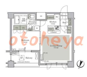 楽器可の賃貸物件 1 LDK 16.7万円の図面１