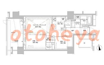 楽器可の賃貸物件 2 LDK 30.4万円の図面１