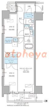 防音室のある楽器可 賃貸物件 2 LDK 29.6万円の図面１