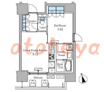 楽器可の賃貸物件 1 LDK 18.6万円の図面１