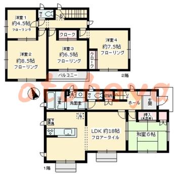 楽器可の賃貸物件 5 LDK 21万円の図面１