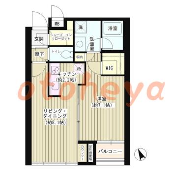 楽器可の賃貸物件 1 LDK 16.8万円の図面１
