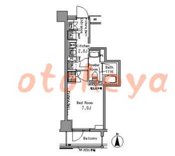 楽器可の賃貸物件 1 K 11.3万円の図面１