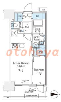 楽器可の賃貸物件 1 LDK 13.8万円の図面１