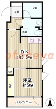 楽器可の賃貸物件 1 DK 15.8万円の図面１