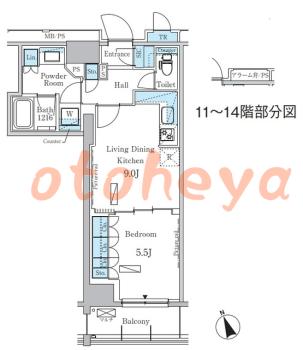 防音室のある楽器可 賃貸物件 1 LDK 19.1万円の図面１