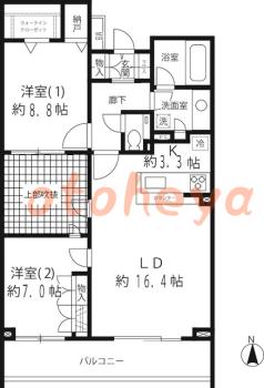 防音室のある楽器可 賃貸物件 2 LDK 29万円の図面１