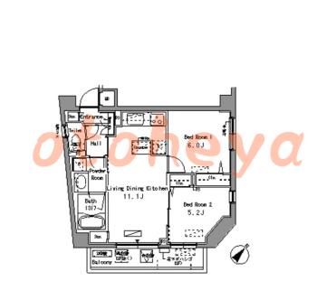 防音室のある楽器可 賃貸物件 2 LDK 22.9万円の図面１