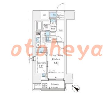 防音室のある楽器可 賃貸物件 1 LDK 19万円の図面１