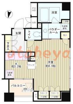 防音室のある楽器可 賃貸物件 1 K 12.8万円の図面１