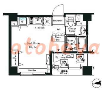 楽器可の賃貸物件 1 R 8.4万円の図面１