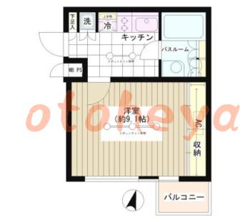 防音室のある楽器可 賃貸物件 1 K 15.6万円の図面１