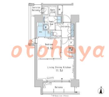 防音室のある楽器可 賃貸物件 1 LDK 22万円の図面１