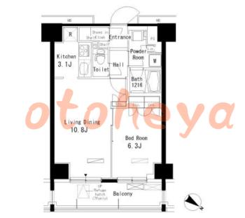 楽器可の賃貸物件 1 LDK 15.3万円の図面１