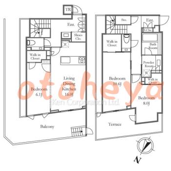 楽器可の賃貸物件 3 LDK 79.8万円の図面１