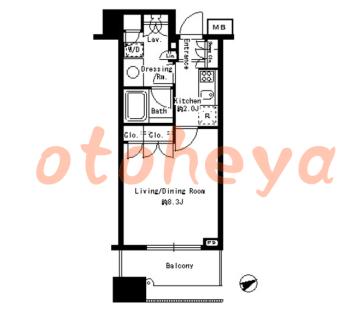 防音室のある楽器可 賃貸物件 1 K 16.2万円の図面１