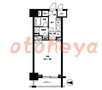 楽器可の賃貸物件 1 K 14.9万円の図面１