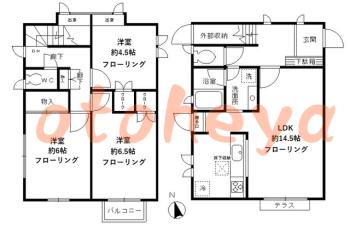 防音室のある楽器可 賃貸物件 3 LDK 26.5万円の図面１