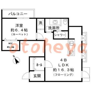 防音室のある楽器可 賃貸物件 1 LDK 16.5万円の図面１