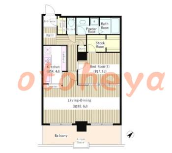 楽器可の賃貸物件 1 LDK 32.8万円の図面１