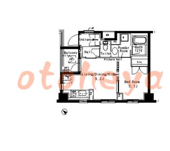 楽器可の賃貸物件 1 LDK 21.5万円の図面１